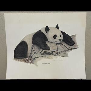 1986 Vintage “PANDARESTIUM” Panda Print Pencil Signed James R. Darnell Art RARE!